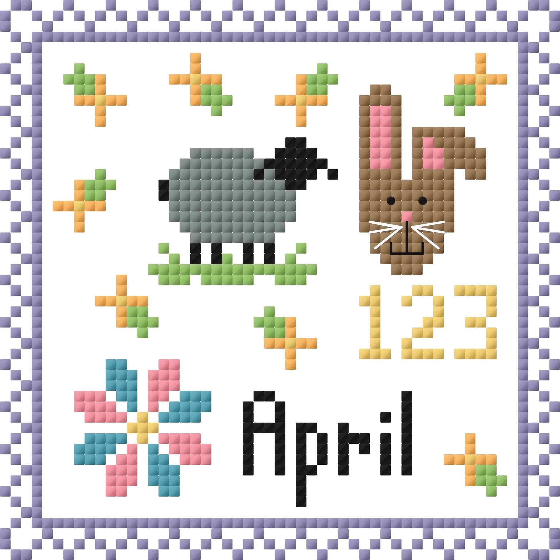 April Monthly Postage Stamp Cross Stitch Chart – Autumn Hollow Patchwork april-monthly-postage-stamp-cross-stitch-chart-autumn-hollow-patchwork