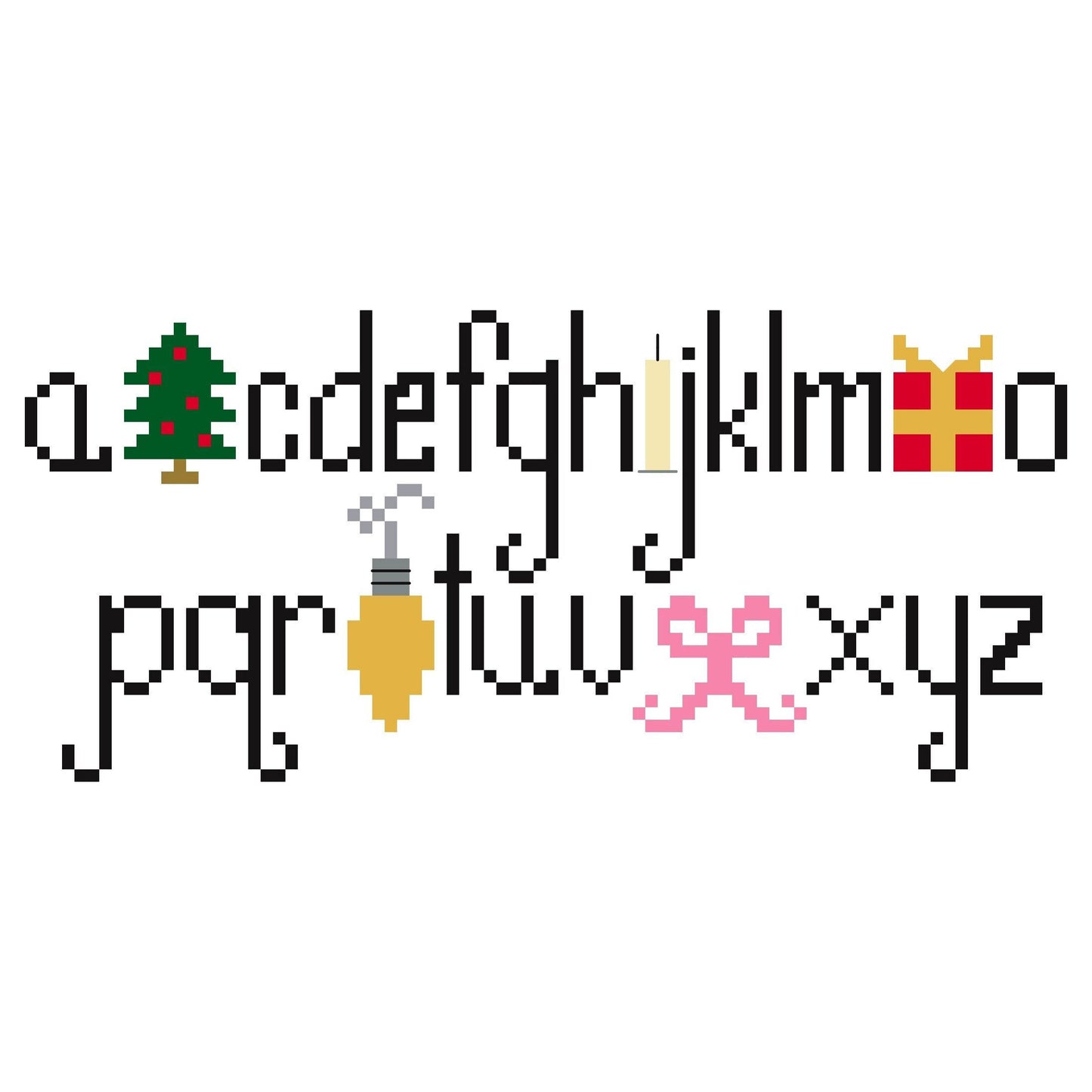 December Monthly Alphabet Cross Stitch Chart