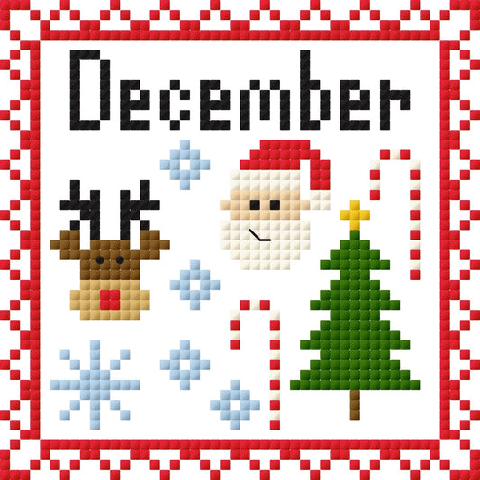 December Monthly Postage Stamp Cross Stitch Chart