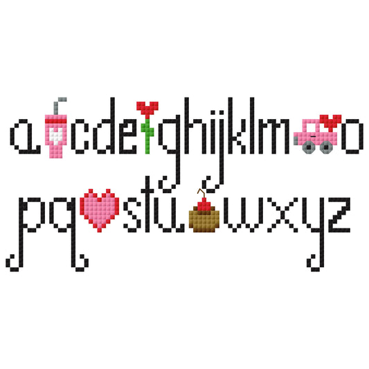 February Monthly Alphabet Mini Cross Stitch Chart