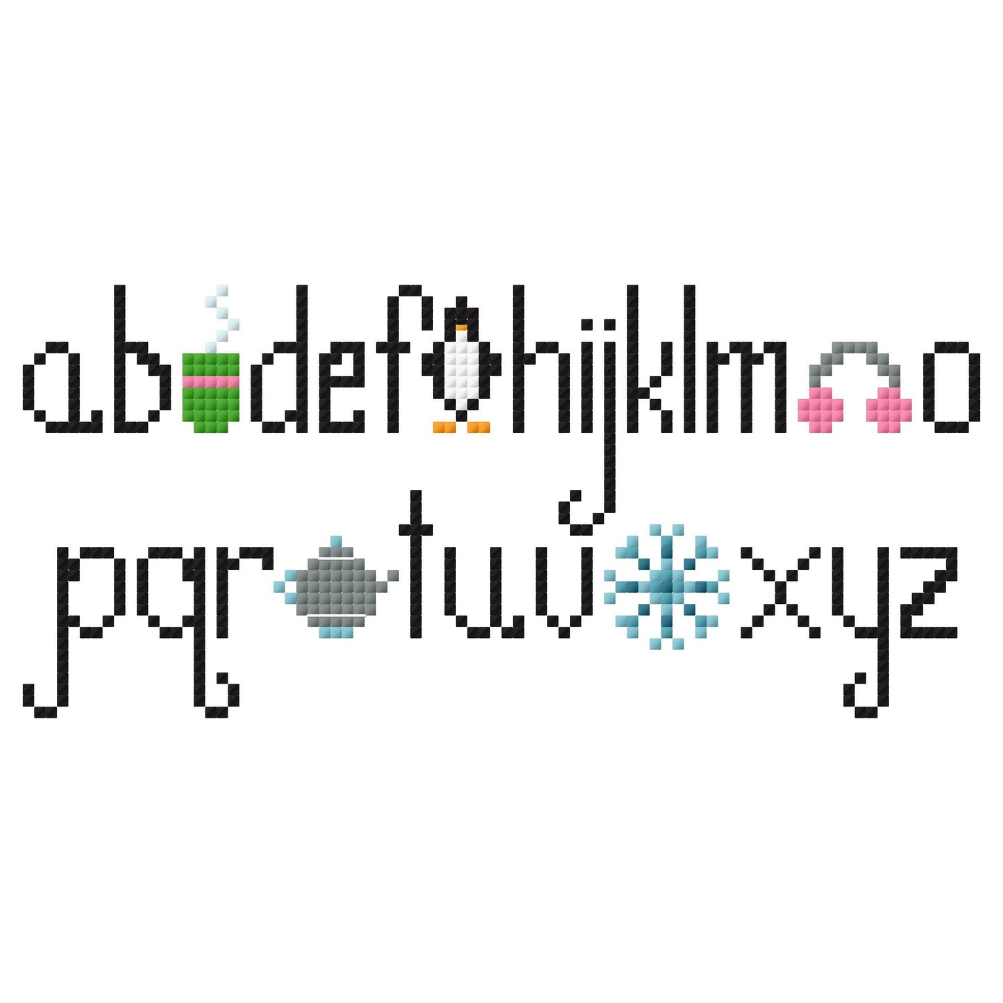 January Monthly Alphabet Cross Stitch Chart