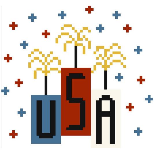 USA Fireworks Cross Stitch Chart