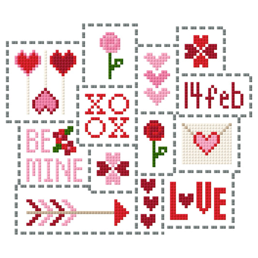 Valentine Collage Cross Stitch Chart